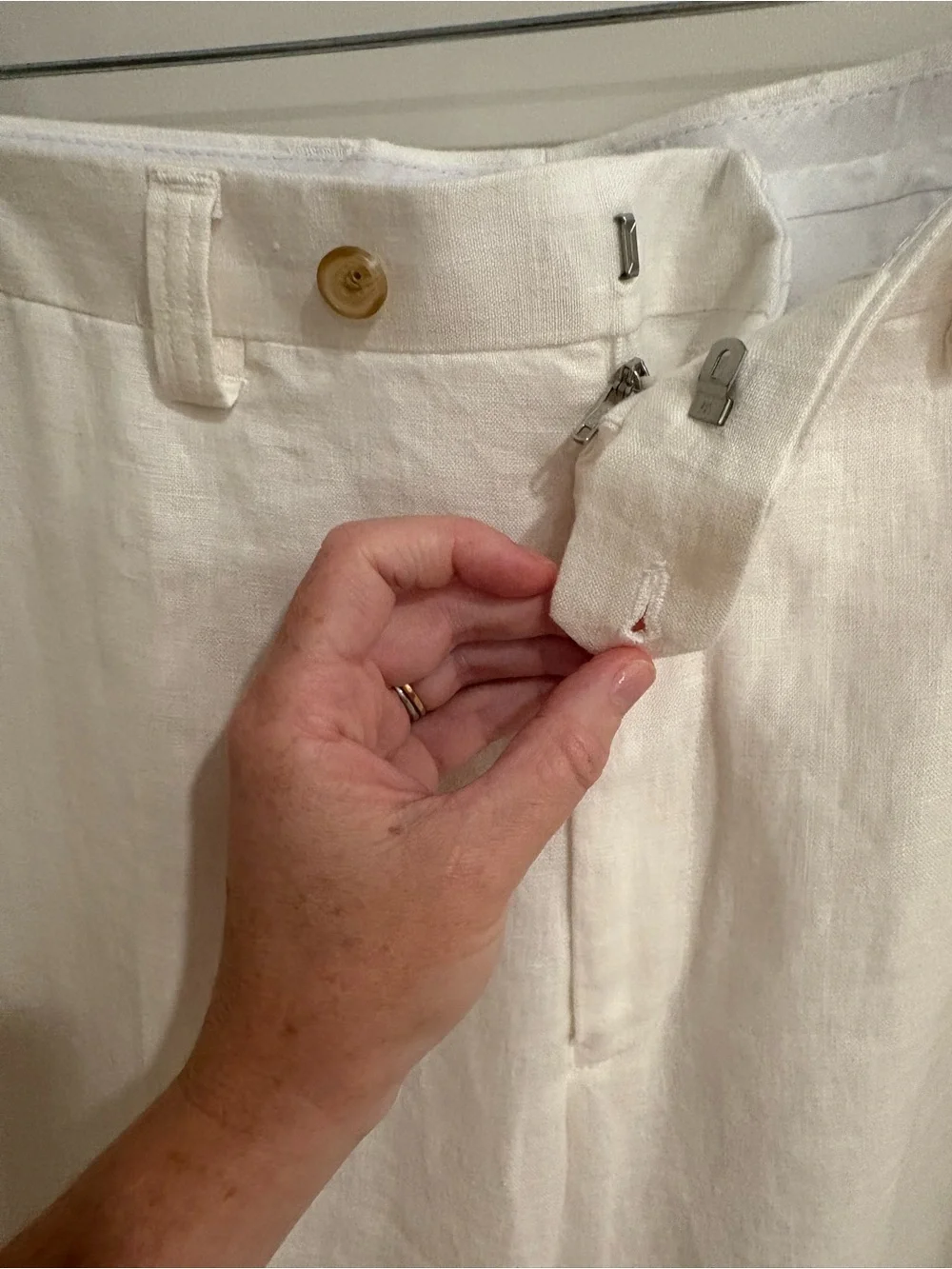 Lauren Ralph Lauren White 100% Linen Trouser Pants Beach Wedding Resort 40 x 32